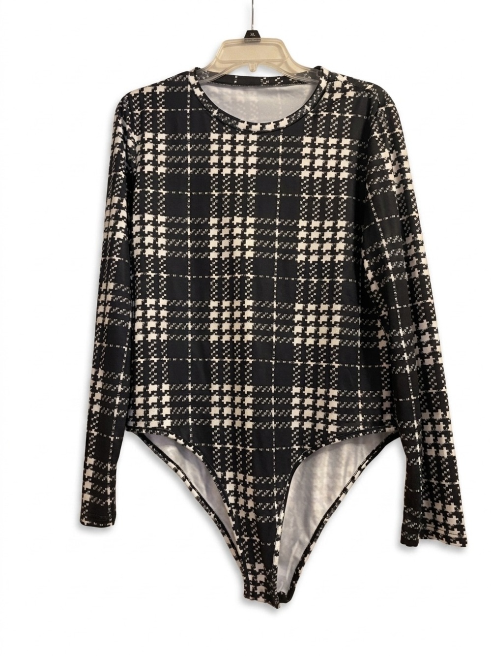 Black & White Plaid Long Sleeve Bodysuit